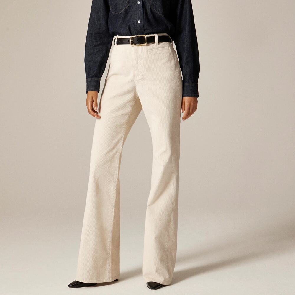 J.Crew Vintage High-Rise Flare Patch Pocket Pant In Corduroy Pale Bone Size 28